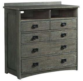 Oak Park Pewter 6 Drawer Media Chest