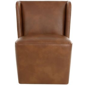 Ardent Tobacco Tan Upholstered Wheeled Dining Chair