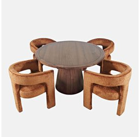 Gwen Luxury Brown and Red Upholstered 5 Piece Dining Set