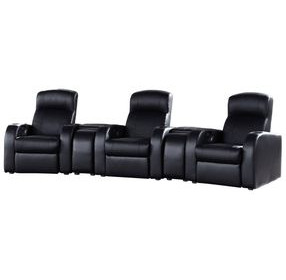 Cyrus Black Top Grain Leather 3 Piece Home Theater Seating With 2 Console