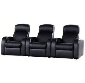 Cyrus Black Top Grain Leather 3 Piece Home Theater Seating