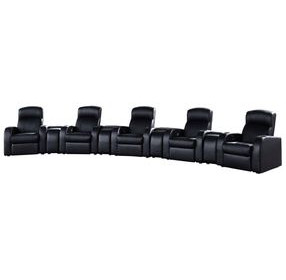 Cyrus Black Top Grain Leather 9 Piece Home Theater Seating
