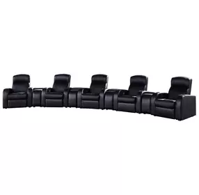 Cyrus Black Top Grain Leather 9 Piece Home 223" Theater Seating