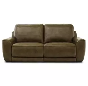 Weston Venetian Honey Leather 84" Dual Power Zero Wall Reclining Loveseat with Power Headrest and USB Charging