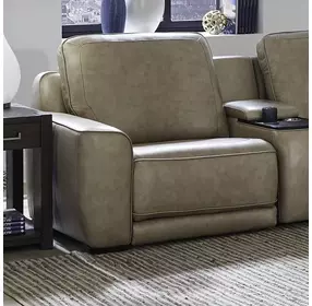 Weston Sophia Oatmeal Leather Dual Power Zero Wall LAF Power Recliner with Power Headrest and USB Charging