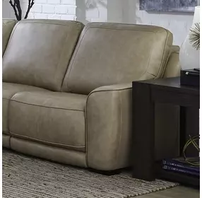 Weston Sophia Oatmeal Leather Dual Power Zero Wall RAF Power Recliner with Power Headrest and USB Charging