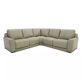 Weston Sophia Oatmeal Leather 5 Piece Modular Dual Power Zero Wall Reclining Sectional with Power Headrest and USB Charging