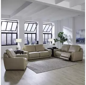 Weston Sophia Oatmeal Leather Dual Power Zero Wall Reclining Living Room Set with Power Headrest and USB Charging