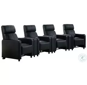 Toohey Black 4 Piece Push Back Recliner with 3 Console