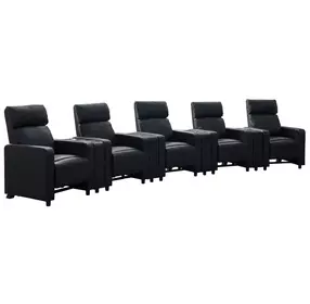 Toohey Black 5 Piece Push Back Recliner with 4 Console