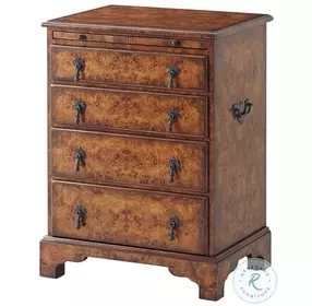 Essential Buffalo Brown And Blind Tooling Baveno Walnut 4 Drawer Bachelor's Nightstand