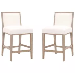Martin LiveSmart Peyton Pearl And Natural Gray Performance Fabric Counter Height Stool Set Of 2