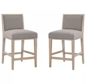 Martin LiveSmart Peyton Slate And Natural Gray Performance Fabric Counter Height Stool Set Of 2
