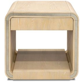 Damone Cerused White and Silver Square End Table