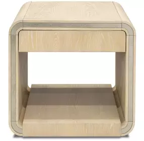 Damone Cerused White and Silver Square End Table