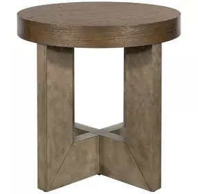 Nova Cerused Charcoal and Gray Round End Table
