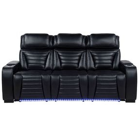 Zuma Black 85" Power Reclining Sofa with LED Light and USB Charging