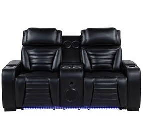 Zuma Black 74" Power Reclining Loveseat with USB Charging and LED Light