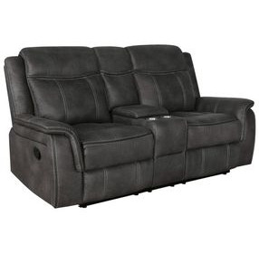 Lawrence Charcoal Reclining Console Loveseat