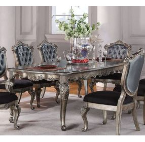 Chantelle Antique Platinum 96" Extendable Rectangular Dining Table