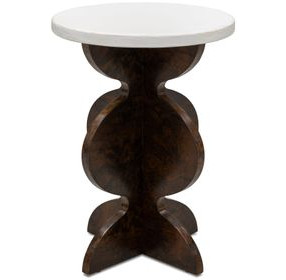 Paloma Black Walnut Burl and White Plaster Round Accent Table