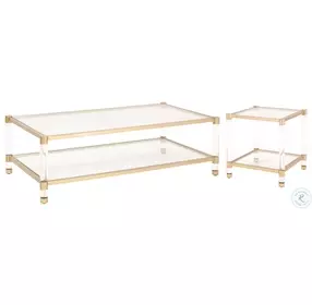 Nouveau Clear And Brushed Brass Occasional Table Set