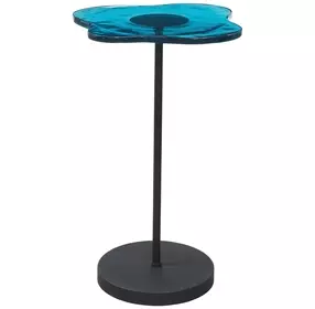 Elijah Matte Black and Blue Free Form Glass Top Accent Table