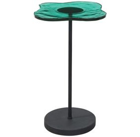Elijah Matte Black and Green Free Form Glass Top Accent Table