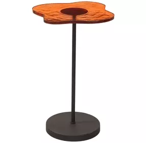 Elijah Matte Black and Red Free Form Glass Top Accent Table