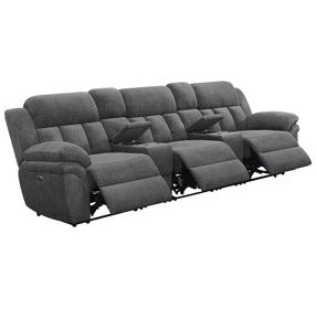 Bahrain Charcoal Power Reclining 3 Seater Home Theater