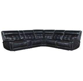 Hewitt Black Top Grain Leather 3 Piece Power Reclining Sectional