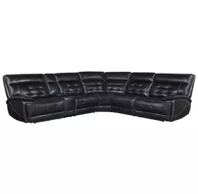 Hewitt Black Top Grain Leather 3 Piece Power Reclining Sectional
