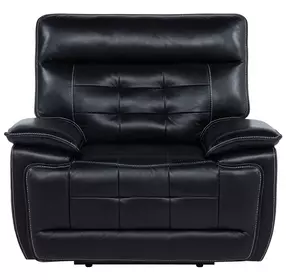 Hewitt Black Leather Dual Power Recliner with USB Charging