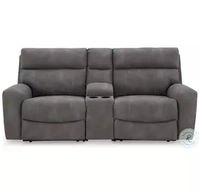 Next-Gen DuraPella Slate Performance Fabric Modular Power Reclining Console Loveseat