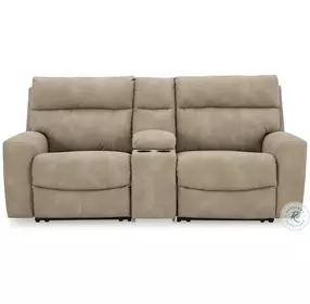 Next-Gen DuraPella Sand Performance Fabric Modular Power Reclining Console Loveseat