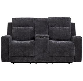 Kennett Dark Gray 70" Power Reclining Loveseat with USB Charging