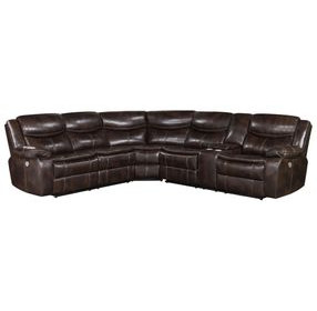 Sycamore Dark Brown 3 Piece Power Reclining Sectional