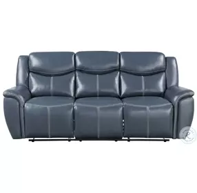 Sloane Blue Reclining 88" Sofa with Drop Down Table
