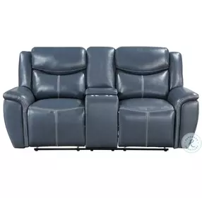 Sloane Blue Reclining Console 79" Loveseat