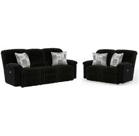 Comet Black Lay Flat Power Reclining Living Room Set with USB Charging