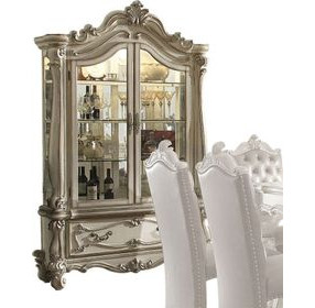 Versailles Bone White 2 Door Curio Cabinet with LED
