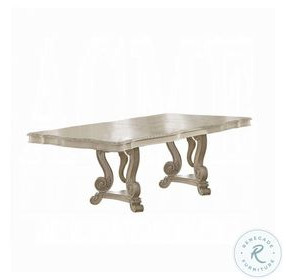 Ragenardus Antique White Double Extendable Pedestal Dining Table