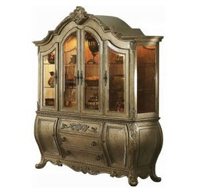 Ragenardus Vintage Oak 6 Door Buffet and Hutch with LED