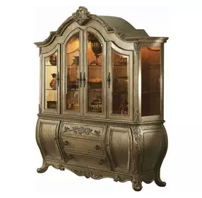 Ragenardus Vintage Oak 6 Door Buffet and Hutch with LED
