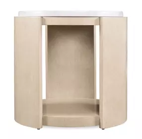 Limestone Light Brown and White Volakas Stone Top Side Table