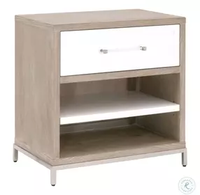 Wrenn Natural Gray And Matte White Drawer Nightstand