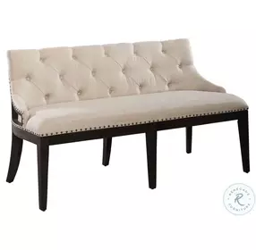 Americana Farmhouse Black Upholstered Shelter Dining Bench