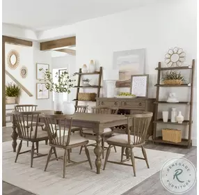 Americana Farmhouse Dusty Taupe Extendable Leg Dining Room Set
