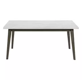 Edison Brownstone and White 64" Rectangular Marble Top Dining Table