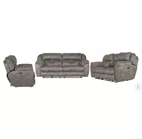 Ferrington Steel Lay Flat Power Reclining Living Room Set With Power Headrest